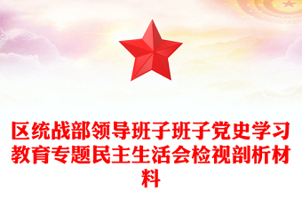 区统战部领导班子班子党史学习教育专题民主生活会检视剖析材料