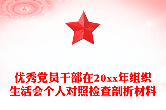 优秀党员干部在20xx年组织生活会个人对照检查剖析材料