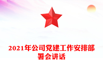2021年公司党建工作安排部署会讲话