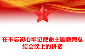 在不忘初心牢记使命主题教育总结会议上的讲话