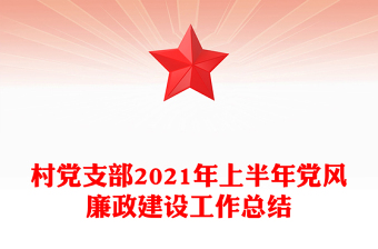 村党支部2021年上半年党风廉政建设工作总结