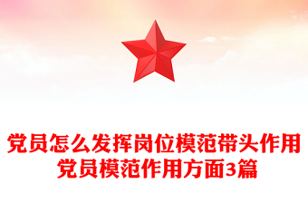 党员怎么发挥岗位模范带头作用 党员模范作用方面3篇