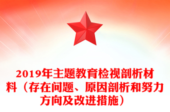 2019年主题教育检视剖析材料（存在问题、原因剖析和努力方向及改进措施）