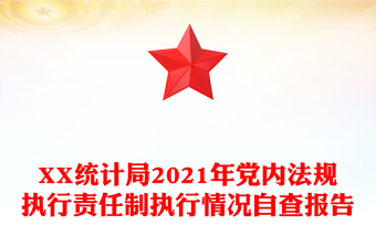 XX统计局2021年党内法规执行责任制执行情况自查报告