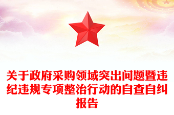 关于政府采购领域突出问题暨违纪违规专项整治行动的自查自纠报告