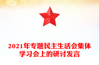 2021年专题民主生活会集体学习会上的研讨发言