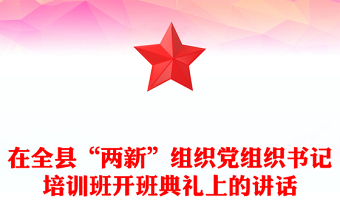 在全县“两新”组织党组织书记培训班开班典礼上的讲话