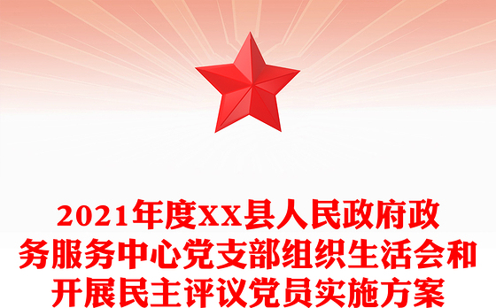 2021年度XX县人民政府政务服务中心党支部组织生活会和开展民主评议党员实施方案