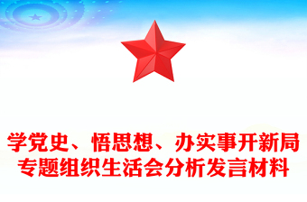 学党史、悟思想、办实事开新局专题组织生活会分析发言材料