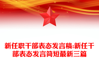新任职干部表态发言稿:新任干部表态发言简短最新三篇