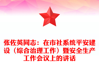 张佐英同志：在市社系统平安建设（综合治理工作）暨安全生产工作会议上的讲话