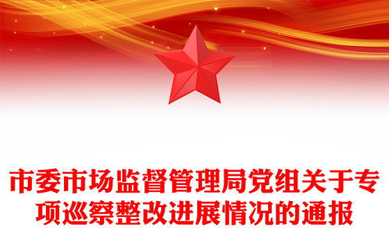 市委市场监督管理局党组关于专项巡察整改进展情况的通报
