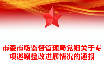市委市场监督管理局党组关于专项巡察整改进展情况的通报
