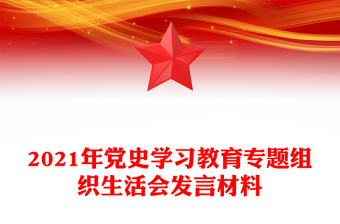 2021年党史学习教育专题组织生活会发言材料