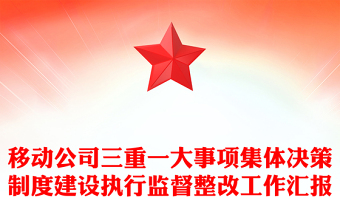 移动公司三重一大事项集体决策制度建设执行监督整改工作汇报