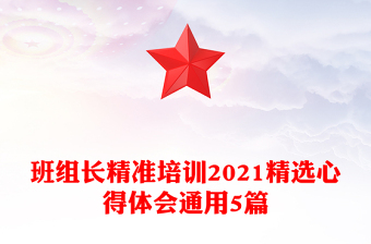 班组长精准培训2021精选心得体会通用5篇