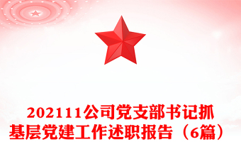 202111公司党支部书记抓基层党建工作述职报告（6篇）