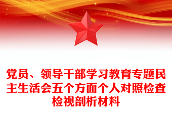 党员、领导干部学习教育专题民主生活会五个方面个人对照检查检视剖析材料
