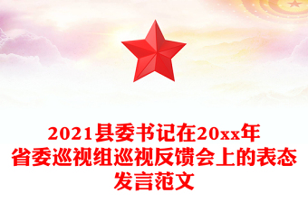 2021县委书记在20xx年省委巡视组巡视反馈会上的表态发言范文