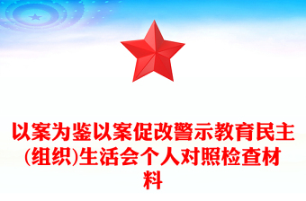 以案为鉴以案促改警示教育民主(组织)生活会个人对照检查材料
