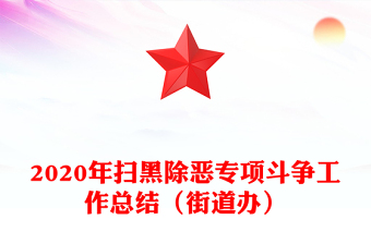 2020年扫黑除恶专项斗争工作总结（街道办）