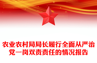 农业农村局局长履行全面从严治党一岗双责责任的情况报告