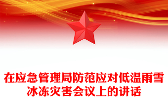 在应急管理局防范应对低温雨雪冰冻灾害会议上的讲话