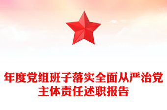 年度党组班子落实全面从严治党主体责任述职报告