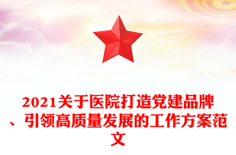 2021关于医院打造党建品牌、引领高质量发展的工作方案范文