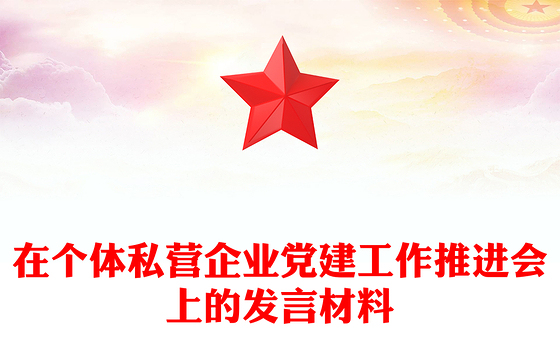在个体私营企业党建工作推进会上的发言材料