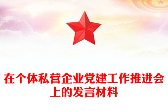 在个体私营企业党建工作推进会上的发言材料