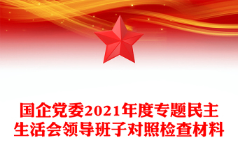 国企党委2021年度专题民主生活会领导班子对照检查材料