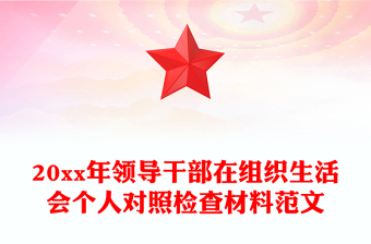 20xx年领导干部在组织生活会个人对照检查材料范文