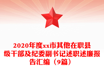 2020年度市其他在职县级干部及纪委副书记述职述廉报告汇编（9篇）