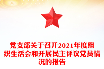 党支部关于召开2021年度组织生活会和开展民主评议党员情况的报告