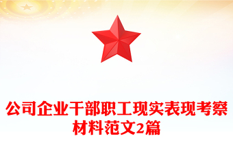 公司企业干部职工现实表现考察材料范文2篇