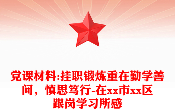 党课材料:挂职锻炼重在勤学善问，慎思笃行-在市xx区跟岗学习所感