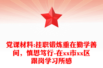 党课材料:挂职锻炼重在勤学善问，慎思笃行-在市xx区跟岗学习所感