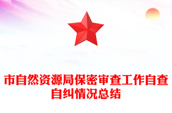 市自然资源局保密审查工作自查自纠情况总结