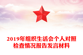 2019年组织生活会个人对照检查情况报告发言材料