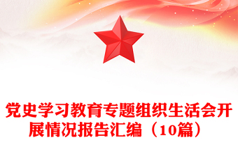党史学习教育专题组织生活会开展情况报告汇编（10篇）