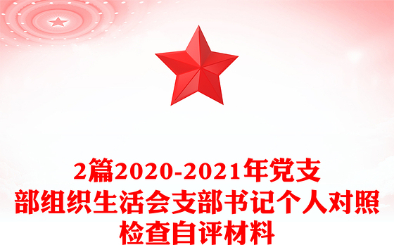 2篇2020-2021年党支部组织生活会支部书记个人对照检查自评材料
