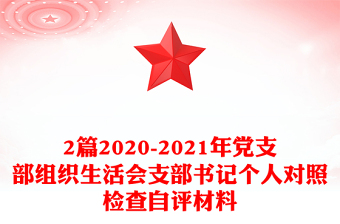 2篇2020-2021年党支部组织生活会支部书记个人对照检查自评材料