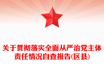 关于贯彻落实全面从严治党主体责任情况自查报告(区县)