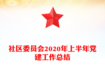 社区委员会2020年上半年党建工作总结