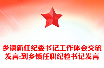 乡镇新任纪委书记工作体会交流发言:到乡镇任职纪检书记发言