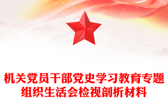 机关党员干部党史学习教育专题组织生活会检视剖析材料