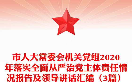 市人大常委会机关党组2020年落实全面从严治党主体责任情况报告及领导讲话汇编（3篇）