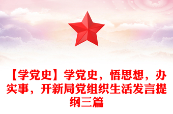 【学党史】学党史，悟思想，办实事，开新局党组织生活发言提纲三篇