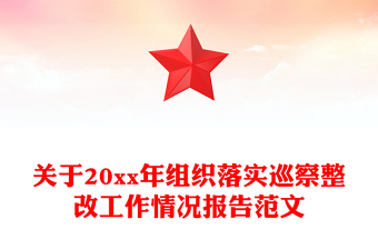 关于20xx年组织落实巡察整改工作情况报告范文
